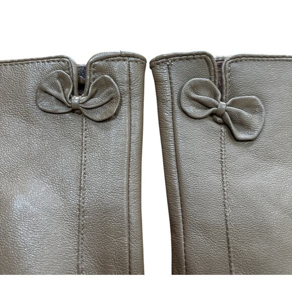 Taupe tan ladies leather gloves sz M classic mid century formal style fur lined - Picture 6 of 7